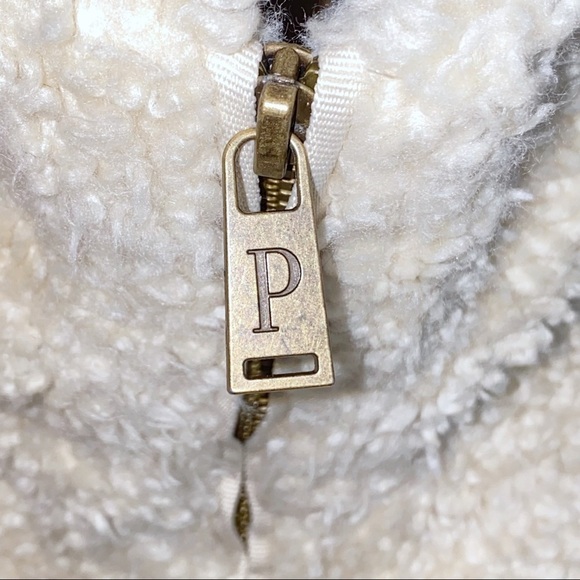 Pendleton Sherpa Cream Zip Jacket Blue Plaid Accents XL Gorpcore cozy - Picture 14 of 15